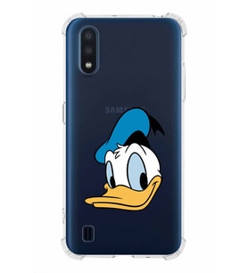 Samsung Galaxy A01  Köşe Korumalı Antişok Kapak Donald Duck Tasarımlı Şeffaf  Kılıf