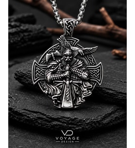 Viking Savaşçı Kuzgun Figürlü Kolye – Odin Temalı Gotik Paslanmaz Çelik Erkek Kolyesi