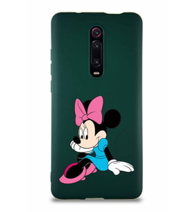 Xiaomi Mi 9T Pro Soft Premier Kapak Minnie Mouse-E Tasarımlı Silikon Kılıf - Yeşil (Şeffaf)