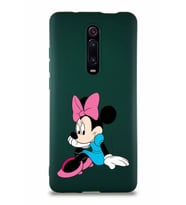 Xiaomi Mi 9T Pro Soft Premier Kapak Minnie Mouse-E Tasarımlı Silikon Kılıf - Yeşil (Şeffaf)