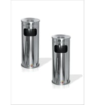 Büyük 2 Adet Çift 60 cm Yuvarlak Silindirik Ayaklı Dengeli 22 cm Çapında Devrilmez Ayna Gibi Dekoratif Paslanmaz Çelik Küllük Çöp Kovası