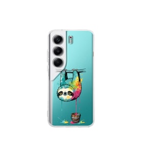 Tecno Camon 40 Pro ile Uyumlu Splash Tembel Hayvan Tasarımlı Şeffaf Silikon Kılıf