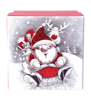 Yılbaşı Noel Baba ve Geyik Motifli Hediye Kutusu 17x8 cm