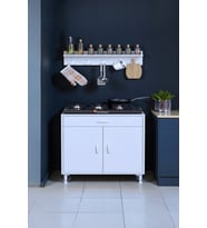 Eliusta Mono Duvara Monte 70 cm Baharat Raflı Ocak Altı Dolap 708848 cm Tüp Bölmeli Mutfak Ünitesi (Beyaz)