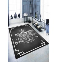 Siyah Kaymaz Taban My Kitchen My Rules Mutfak Halısı AR1125