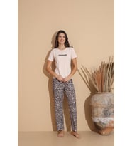 Kadın 20025 Kısa Kol Pijama Takımı bej
