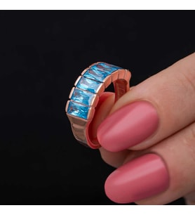 Gümüş Rose Baget Aquamarine Taşlı Kadın Yüzük
