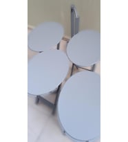 Zigon Çanta 90133 Sehpa Oval sehpa 90133 Model Dörtlü Ahşap MDF Gri Renk El Yapım
