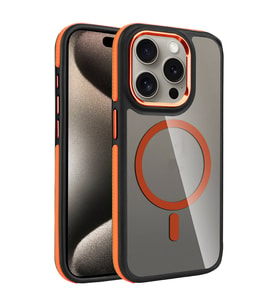 Apple iPhone 15 Pro Max Uyumlu Kılıf M-safe Şarj Özellikli Mat Görünümlü Zore Solo Kapak (Turuncu)