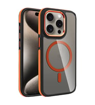 Apple iPhone 15 Pro Max Uyumlu Kılıf M-safe Şarj Özellikli Mat Görünümlü Zore Solo Kapak (Turuncu)