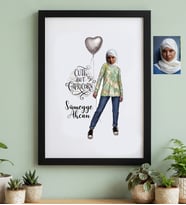 Kişiye Özel Karikatürlü Cute But Capricorn Oğlak Burcu Siyah Çerçeve Doğum Günü Hediyesi