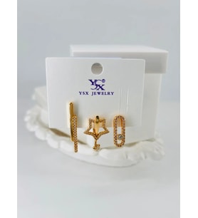 Zirkon Taşlı Üçlü Kombin Küpe - Kp00070