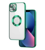 Apple iPhone 13 Kılıf Köşeleri Renkli Şeffaf Kamera Korumalı Silikon Luxury Kapak (Yeşil)