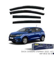 Dacia Sandero Stepway Kromlu Cam Rüzgarlığı Niken 2022+ sonrası uyumlu (Siyah)