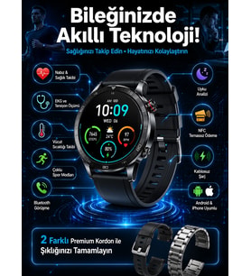Çift Kordonlu Yüksek Çözünürlüklü Akıllı Saat Uyku İzleyici & Spor Modları