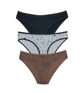 ASM1106 Kadın 3 lü Renkli Karışık Pamuklu Bikini Külot (Çok Renkli)