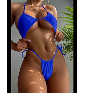 Fantezia Night Kadın Sarı Yandan Bağlamalı Tangalı Üçgen Bikini Mayo Takımı