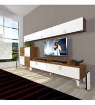 Decoraktiv Ekoflex 8 Mdf Gold Tv Ünitesi Tv Sehpası - Ceviz Beyaz (Beyaz - Kahverengi)