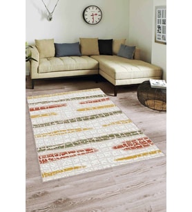 Yeşil Sarı Tarçın Spor Kaymaz Tabanlı Dekoratif Halı FL02 - 100 x 160 cm