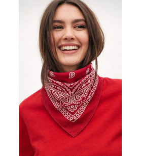 Kadın Etnik Desenli %100 Pamuk Bandana Fular Çok Amaçlı Saç Boyun Bilek Aksesuar (Bordo)