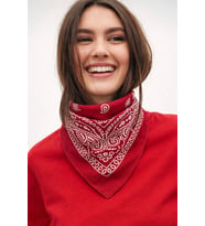 Kadın Etnik Desenli %100 Pamuk Bandana Fular Çok Amaçlı Saç Boyun Bilek Aksesuar (Bordo)