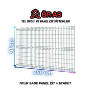 Yeşil Bahçe Teli Panel Çit 70 Cm x 250 Cm = 10 - Adet (Y.Yeşil)