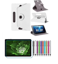 Philip s T7305 10.1” Tablet Uyumlu UNİVERSAL Dönerli Standlı Tablet Kılıfı +Dokunmatik Kalem (Beyaz)