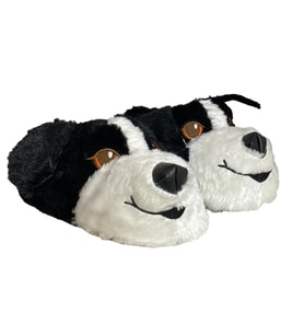 Hayvanlı Peluş H10 Erkek Ev Pandufu Ev Ayakkabısı Terliği Köpekli (Siyah)