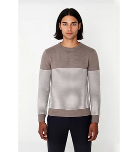 Erkek Bisiklet Yaka Çizgili Triko Kazak Slim Fit Kesimiyle Günlük Stilinize Şıklık Katıyor
