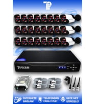 PICAM 24 Kameralı Panda 24 Dış Kamera Set HDD'siz Full HD Gece Görüşlü Güvenlik Kamerası Sistemi