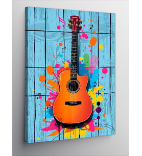 Kanvas Tablo Grafiti Akustik Gitar