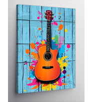 Kanvas Tablo Grafiti Akustik Gitar