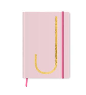 DEFFTER FABOOKS MONOGRAM HARF BASKILI LASTİKLİ SERT KAPAK ÇİZGİLİ DEFTER 168 SYF - J