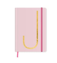 DEFFTER FABOOKS MONOGRAM HARF BASKILI LASTİKLİ SERT KAPAK ÇİZGİLİ DEFTER 168 SYF - J