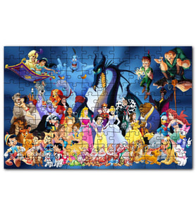 Cakapuzzle Disney Masal Kahramanları Bir Arada Puzzle Yapboz MDF (Ahşap) (120 Parça)