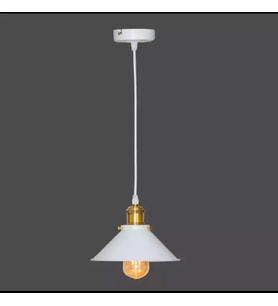 Retro Metal Dekoratif Beyaz Tekli Sarkıt Avize Çap:23 cm