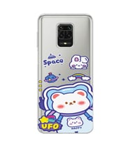 Xiaomi Redmi Note 9S - Redmi Note 9 PRO Uyumlu Ufo Ayı Tasarımlı Şeffaf Telefon Kılıfı