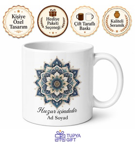Mandala Sanatı Detaylı Çizim Meditasyon ve Huzur Kupası Hediye Bardak