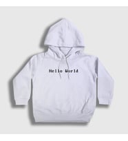 Presmono Unisex Çocuk Beyaz Hello World Coder Programmer Developer Yazılımcı Kapüşonlu Sweatshirt 334577tt (Beyaz)