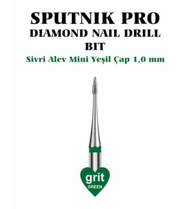 Elmas Sivri Alev Mini Freze Yeşil Çap 1,0mm