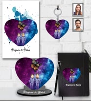 Kişiye Özel Uzay Sevgili Karikatürlü 5 li Hediye Seti Model -1