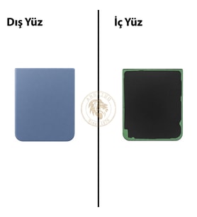 Samsung Galaxy Z Flip 4 Mavi Renk Arka Kapak Arka Cam Batarya Kapağı Pil Kapağı Lazer Kesim Back Cover Galaxy Z Flip 4 Uyumlu