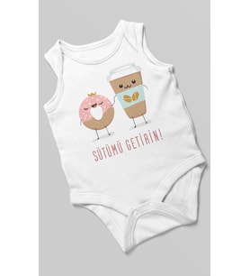 Sütümü Getirin! Baskılı Bebek Zıbını – Çıtçıtlı Body  %100 Pamuk Sıfır Kol