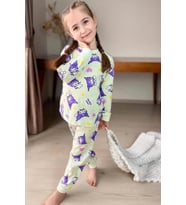 Kız Çocuk Kuromi Karakter Baskılı Açık Yeşil Pijama Takımı
