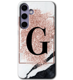 Galaxy S24 Kılıf HD Desen Baskılı Kılıf - Pembe Mermer Desenli G Harfi