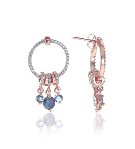 Söğütlü Silver Gümüş rose ametis taşlı sallantılı ring küpe