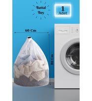 BBag  Çamaşır Yıkama Filesi İpli 60x80 Cm  Çorap Perde Filesi (Beyaz)