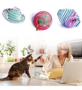 Yaylı Metal Fareli Kafes Kedi Oyun Topu Sıçrayan Spiral Kedi Topu (5680)