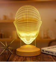 3D İnsan Kafası LED Lamba, Endüstriyel Tasarımcı için Hediye, Sanatçı için Hediye, Masa Lambası, Renkli Parlayan Gece Lambası, Ev ve Ofis Dekoru
