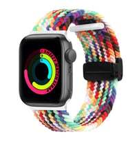 Sneezy Apple Watch 38-40-41mm İle Uyumlu FiberLink Manyetik Tokalı Kumaş Örgü Kordon (Rainbow)